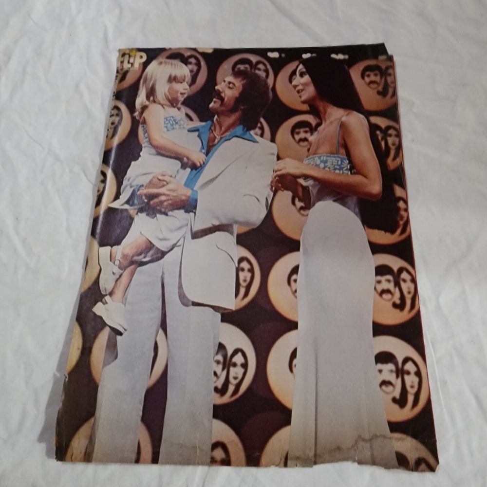 Sonny Bono & Cher with Chastity Variety Show Pinup Clipping Vintage 1970s 8x10